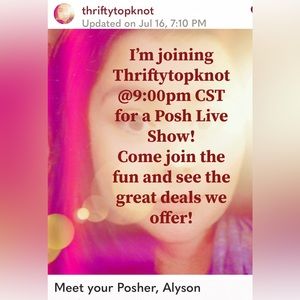 Follow thriftytopknot and join us as I co-host her show @9:00pm CST